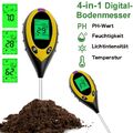 LCD 4 in 1 Bodenmessgerät PH Wert Temperatur Feuchtigkeit Licht Bodentester