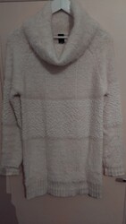 B.C. Teddy Plüsch Boucle Pullover Gr 40 42 Creme Weiß Materialmix Neuwertig
