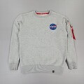 Alpha Industries Herren Sweatshirt Grau Small NASA Crew Fleecepullover