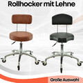Rollhocker mit Lehne u. Bremsen höhenverstellbar Arbeitshocker Hocker Drehhocker