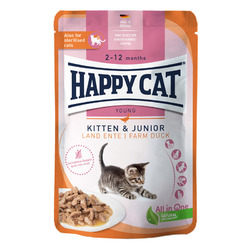Happy Cat Young Meat in Sauce Kitten & Junior Land Ente 40 x 85g (16,44€/kg)
