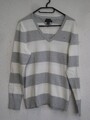 Tommy Hilfiger Pullover Damen Strickpullover Strick Oberteil grau/weiß Gr .L