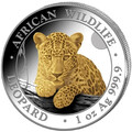 Somalia 1 oz Silber 9999 African Wildlife 2025 Leopard teilvergoldet  ST / BU