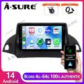 DAB+ Android 14 4+64G Autoradio CarPlay GPS Für C-Max Ford Kuga 2012-2018 Escape