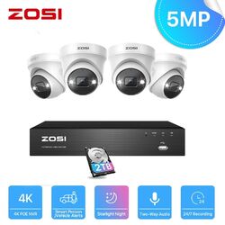 ZOSI 5MP PoE Überwachungskamera Set Außen 8CH 4K 2TB H265+ NVR Ton Autodetektion