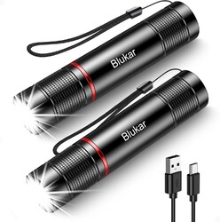 Blukar LED Taschenlampe aufladbar superhell 4Modi wasserfest 2 Stück USB Outdoor