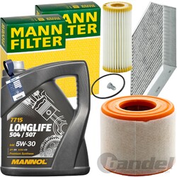 MANN INSPEKTIONSPAKET+5L MANNOL 507 5W-30 ÖL passend für AUDI A6 C7 4GC 2.0 TDI
