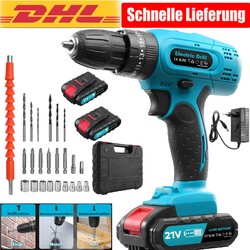 3 in 1 Akkuschrauber Set mit 2 Akkus Ladegerät Schlagbohrschrauber Bohrmaschine