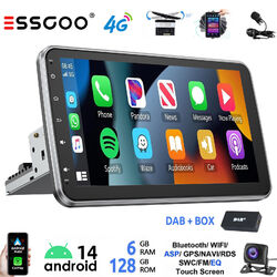 DAB+ Autoradio 10.1" Android14 GPS Nav WIFI 360° Drehbar Bildschirm Kamera 1 DIN