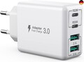 USB C Ladegerät, 40W 4-Port USB C Ladegerät Block, Schnellladeblock Dual Port P