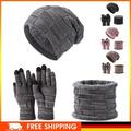 Damen Herren Strickmütze Schal Handschuhe Set Winter Warme Beanie Mütze Hut