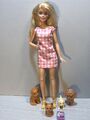 Barbie Puppe hck75 blond, Haustiere Spielset Konvolut Hund Welpen Katzenfutter