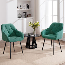 2er Set Esszimmer Stuhl Samt Gepolsterter Sitz Modern Küchenstühle Armlehnstuhl