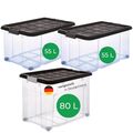 Novatool Aufbewahrungsbox Aufbewahrungsbox mit Deckel 1x 80 L + 2x 55 L