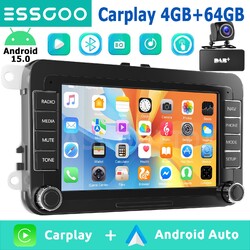 DAB+kam Chatgpt 4+64GB CarPlay Android 15 Autoradio Für VW Golf 5 6 Passat Polo