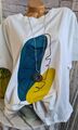 Sheego Shirt T-Shirt Tunika Kurzarm weiß Aufdruck (3 853) Übergröße Damen NEU