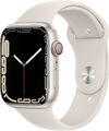 Apple Watch 7 LTE Alu 45mm Polarstern White Silicon Band, Sehr gut – Refurbished