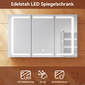 Spiegelschrank mit LED Beleuchtung Edelstahl Badspiegel Badschrank Steckdose 105