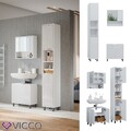 Badmöbel-Set Agasta weiß, Badezimmerschränke 3D Optik Vicco