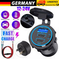 12V QC3.0 PD USB Auto KFZ Steckdose Dual USB C Ladegerät Buchse Dose KFZ Einbau