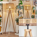 Wohn Schlaf Zimmer Beleuchtung beige Rattan Boho Style Steh Stand Lampe Leuchte