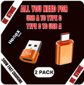 USB OTG Adapter USB 3.0 A Stecker auf Typ C Buchse Konverter x 2 Schnellladegerät 240W