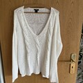 DAMEN Sommer Pulli Farbe Weiß von H&M Netz Häkel Pullover Gr. L TOP