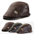 Herren Schiebermütze Flatcap Mütze Echt Leder Ledermütze Kappe Cap Schirmmütze ~
