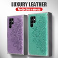 Hülle Für Samsung Galaxy S23 S22 S21 Ultra S20 FE A13 A53 Leder Blume Flip Case