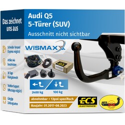 ANHÄNGERKUPPLUNG vert. abnehmbar für Audi Q5 FY ab 17 +13pol E-Satz ECS