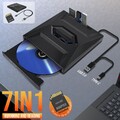 7 in 1 USB 3.0 Externes CD/DVD Laufwerk Brenner Player mit Type C für Laptop PC