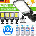 4x 5000W LED Solarleuchte mit Bewegungsmelder Außen Fluter Außen Lampen Strahler