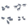 Outland Models Miniatur Bauernhoftier-Set: Pferd Schaf Kuh Schwein 1:220 Spur Z