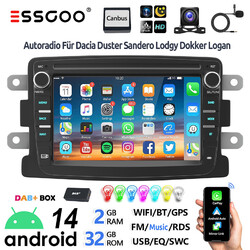 DAB+ Android 14 Carplay Autoradio Navi WIFI +Kam Für Renault Dacia Duster Dokker