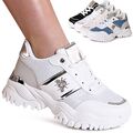 Damenschuhe Plateau Sneaker Glitzer Turnschuhe Keilabsatz Chunky Halbschuhe 