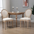 HOMCOM 2er Set Esszimmerstühle Küchenstuhl mit Rattan-Rückenlehne Linen-Touch