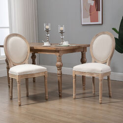 HOMCOM 2er Set Esszimmerstühle Küchenstuhl mit Rattan-Rückenlehne Linen-Touch