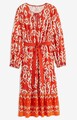 Neu Kleid mit weitschwingendem Rock Gr 44/46 Dunkelorange Weiß Damen Sommerkleid
