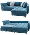 Ecksofa Schlafcouch Polsterecke L-Garnitur Wohnlandschaft Ottomane rechts Blau