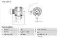 Lichtmaschine Generator Bosch für VW California T4 1998 - 1998 0986040360