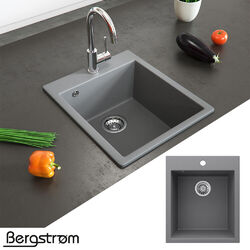 Bergström Granit Spüle Küchenspüle Einbauspüle Spülbecken 425x500mm Grau