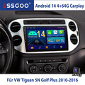 Für VW Tiguan 5N 2007-2016 Carplay Autoradio BT GPS Navi RDS 4+64GB Android 14.0