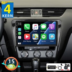 DAB+ 64GB Android 15 Autoradio GPS Navi CarPlay Für SKODA Octavia III 2013-2018