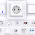 Schuko Steckdosen Schalter Multimedia Taster Wechselschalter Sat TV Dimmer Zena