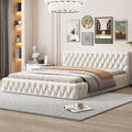 Polsterbett Doppelbett 140x200 cm Jugendbett Bettgestell mit Lattenrost Beige