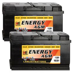 2x HR AGM Solar-Batterie 12V 200Ah 24V 100Ah Wohnmobil Versorgungsbatterie Boot