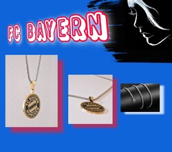 FC BAYERN MÜNCHEN - Halskette mit Anhänger aus Spiegelpolierte Edelstahl 