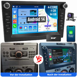 DAB+ Android 14 Autoradio 4+64GB KAM Für Opel Astra H Corsa C/D Vectra C Zafira