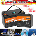 Shentec LiFePO4 Akku 12V 100AH 150Ah 200Ah Lithium Batterie Mit BMS LED-Anzeige