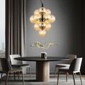 Pendelleuchte Hängelampe Esstischleuchte Glaskugel 13 flammig amber H 120 cm